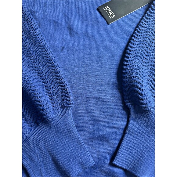 Jones New York Women's Solid-Color Mixed-Stitch Sweater Cozy Top Royal Blue XL - Picture 4 of 8